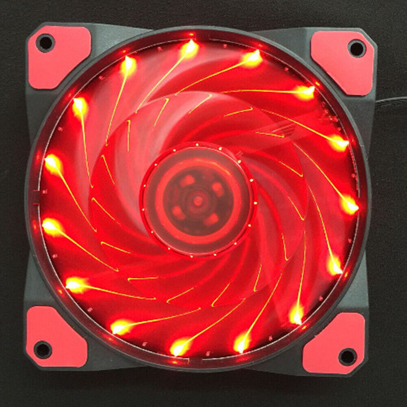 15 LED Lights Clear 120mm Quiet PC  Case Cooling Fan Mod All Color (Red)