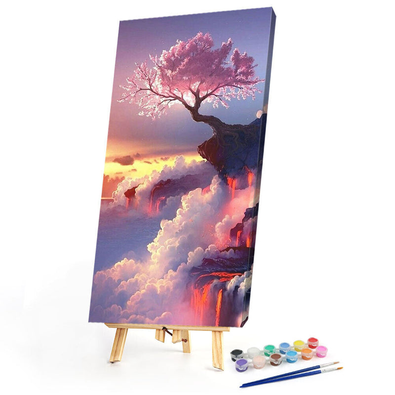 Tree on Cliff Oil Paint By Numbers Kits Canvas Picture Wall Art DIY Craft Color