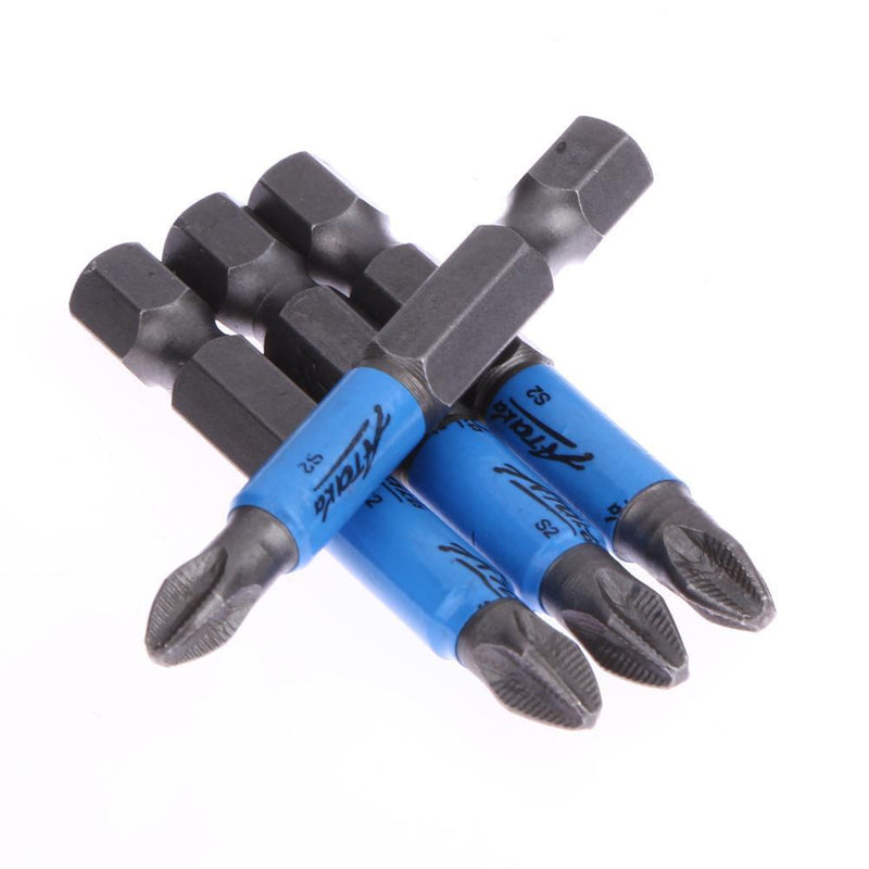 10pc Anti Slip Electric Screwdriver Bits 1/4 Hex Shank Ph2 50mm Single Side