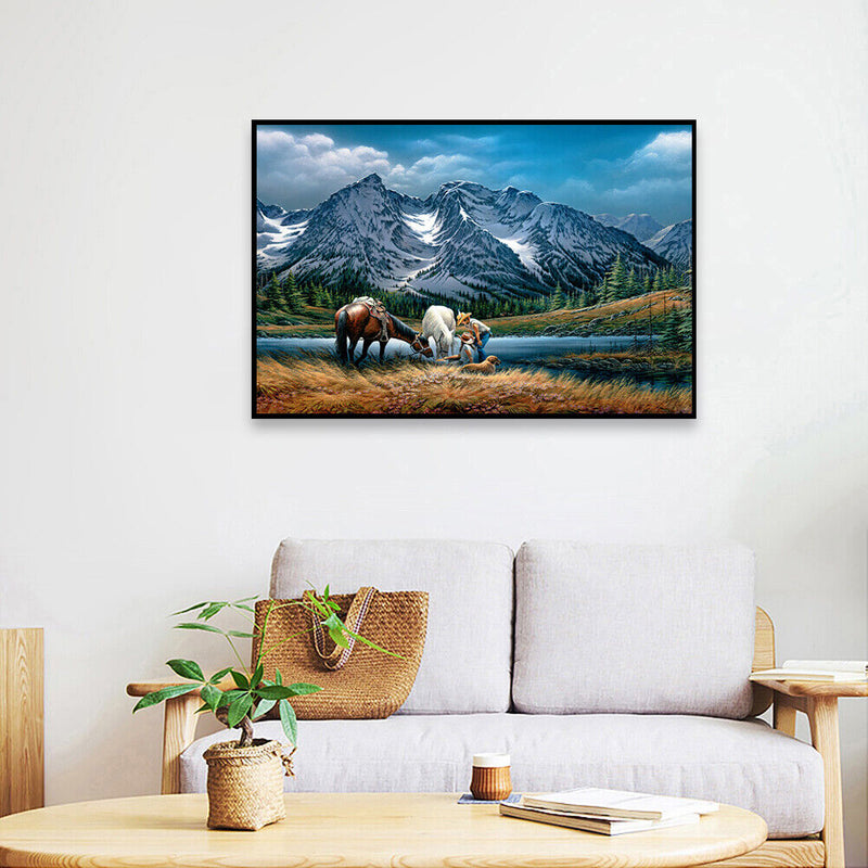 Couple Riding Horse Oil Paint By Numbers Kit Frameless Drawing Picture Decor