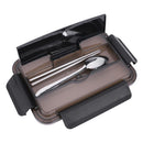 Portable Stainless Steel Bento Lunch Box Leak-Proof Food Container (Black)