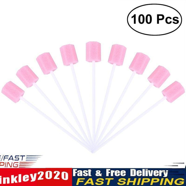 100pcs Disposable Oral Care Sponge Swabs Tooth Cleaning Sponge with Stick Newly