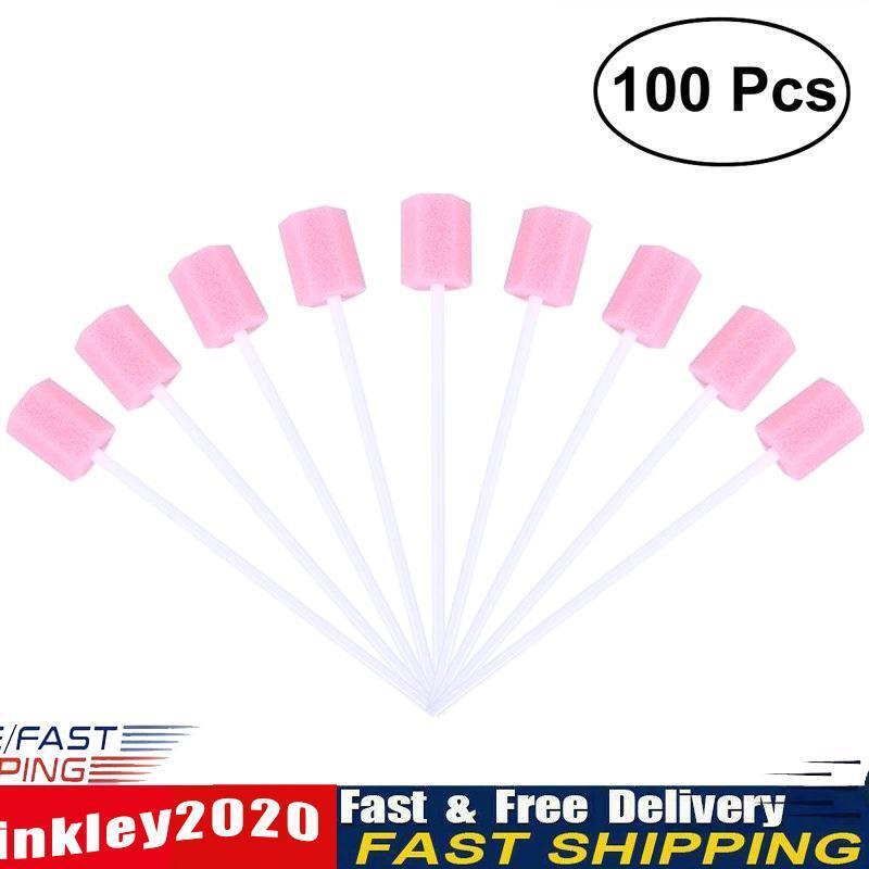 100pcs Disposable Oral Care Sponge Swabs Tooth Cleaning Sponge with Stick Newly