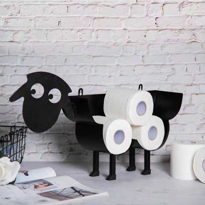 Sheep Dog Shape Toilet Paper Rack Free Standing Bathroom Tissue Holder (A)