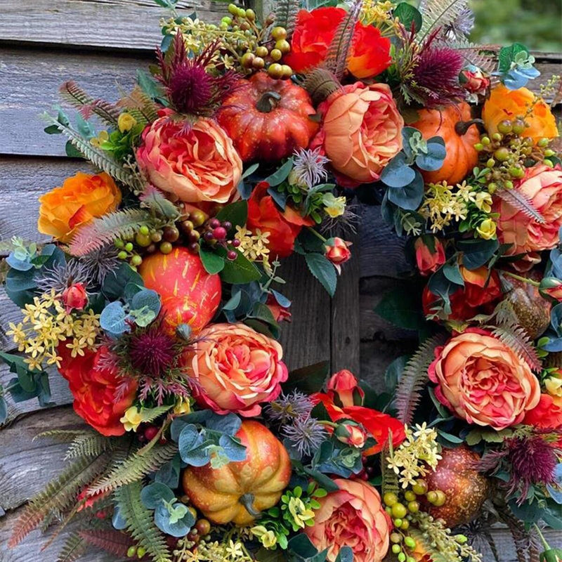 ??Last Day 50% Off ??Fall Peony And Pumpkin Wreath Year Round-Wreath