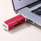 USB2.0 4-Inch Multi Memory Card Reader for SD/SDHC/Mini SD/MMC/TF (Red)