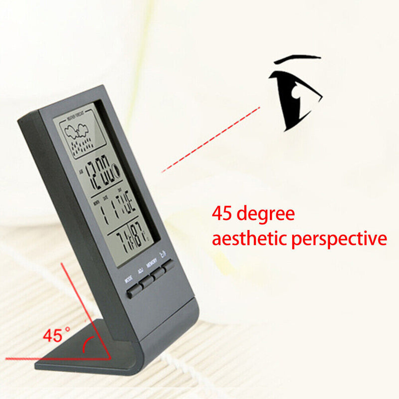 CX-220 Digital Thermometer Hygrometer Alarm Clock Weather Station (Black)