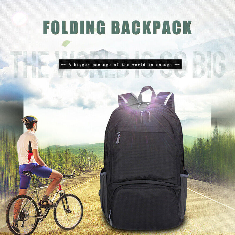Foldable Outdoor Sports Backpack Hiking Cycling School Rucksacks (Black)