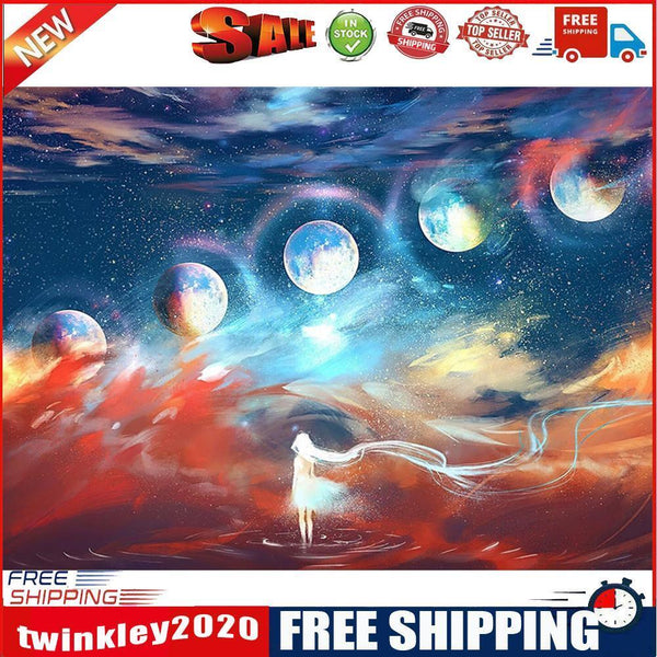 Planet Girl Oil Paint By Numbers DIY Handpainted on Canvas Wall Art Picture