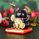 Chinese Lucky Cat Wealth Waving Shaking Hand Fortune Welcome Craft (Black)