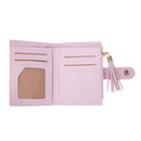 Folded Women Tassels PU Leather Handbag Hasp Small Wallet Purse(Purple)