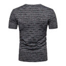 Men Jacquard Stripes O Neck Fashion Short Sleeve T-Shirt(Dark Grey)(XL)