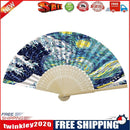 Handmade Oil Painting Waves Folding Fan By Numbers DIY Painted Craft Kit