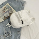 Women Mini Lamb Wool Solid Color Backpack Female Preppy Style Casual Rucksacks