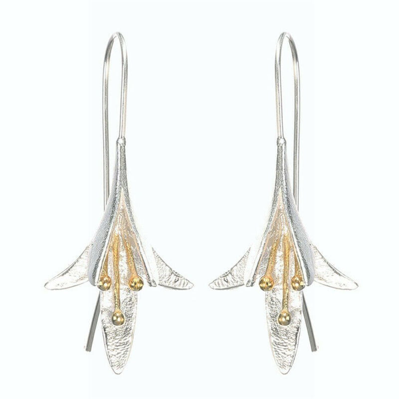 Women Crack Shell Flower Petal Earrings Jewelry Drop Earrings Dangle Stud