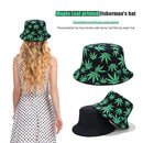 Cotton Fisherman Hats Women Men Leaf Double-sided Basin Caps (Green+Black)