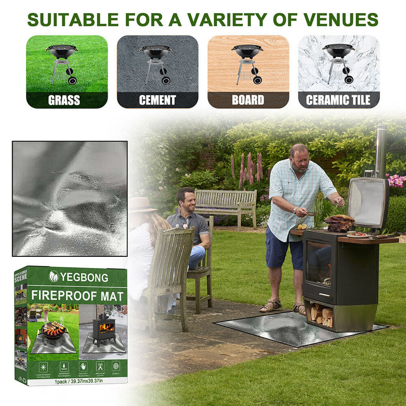 Outdoor Camping Fireproof Mat Fire Pit Grill Stove Blanket for Deck Patio Lawn