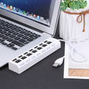 7 Ports High Speed USB 2.0 Hub Splitter w/ON/OFF Switch for Laptop (White)