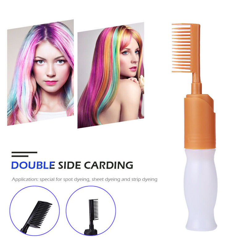 Portable Empty Hair Dye Applicator Brush Bottle with Comb Teeth Styling Tool