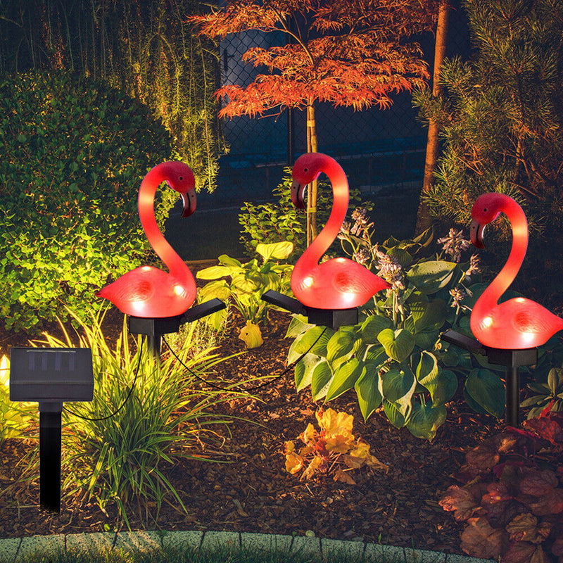 Solar Power LED Pink Bird Lawn Light Outdoor Garden Landscape Lamps (3pcs) Newly