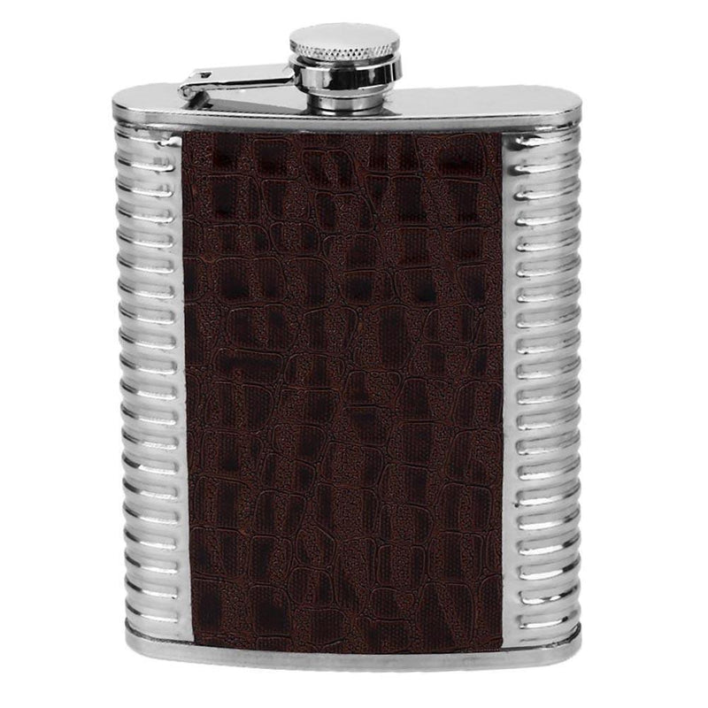 8oz Leather Stainless Steel Hip Flask Set Whiskey Flagon with Funnel Cups