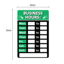 Business Hours Sign Hours of Operation Signs for Window / Door (Green) Newly