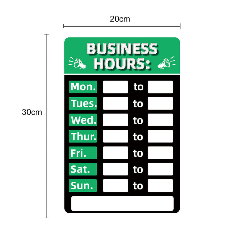 Business Hours Sign Hours of Operation Signs for Window / Door (Green) Newly