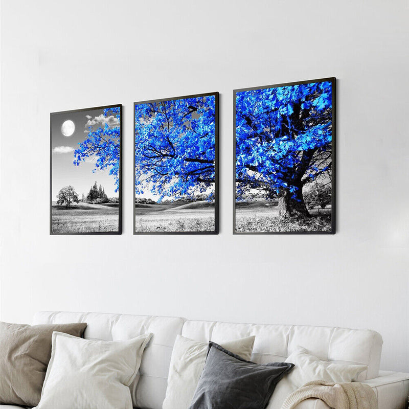 Canvas Paint By Numbers Blue Tree Oil Hand Painted Drawing Kit Home Decoration