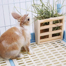 Wooden Feeder Food Bowl Small Animals Grass Frame Holder Rabbit Straw Container