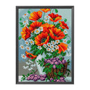 Full Cross Stitch 11CT Cotton Thread DIY Red Flower Printed Embroidery Kits