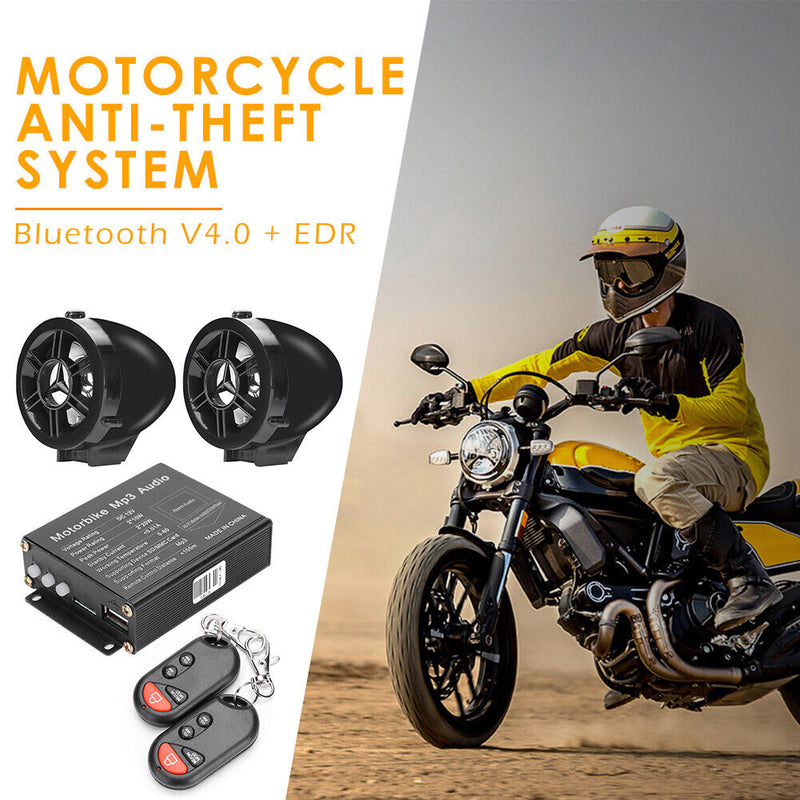 Remote Control Motorcycle Alarm System MP3 FM Radio Bluetooth Speaker Ampli