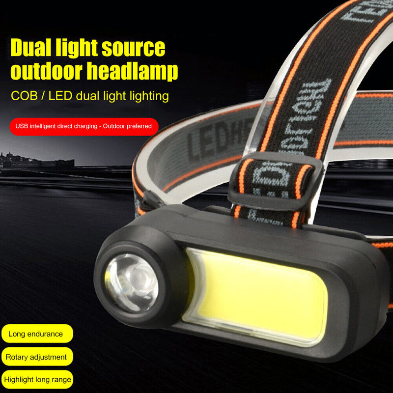 Built-in Battery Rechargeable Headlight Camping Hiking Fishing Strong Headlamp