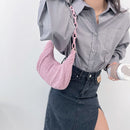 Retro Women Plush Hobos Shoulder Underarm Bag Chain Handbag (Light Pink)