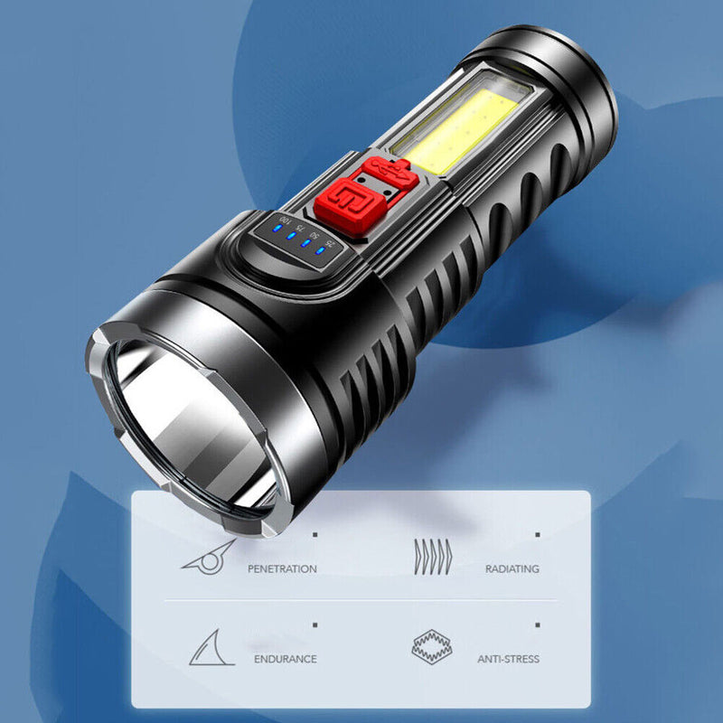 Ultra Bright Flashlight 6LED Powerful COB Side Lamp Rechargeable Torch Lights