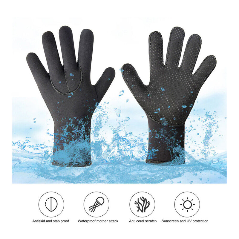 3mm Neoprene Diving Gloves Keep Warm Winter Gloves for Men Women (Black L) Newly