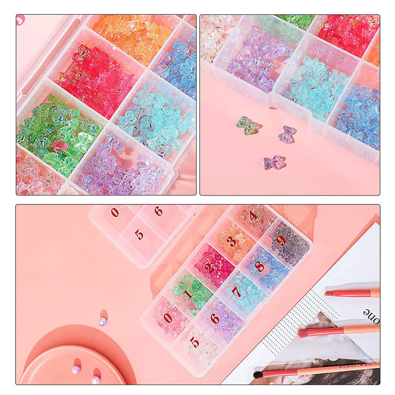 2 Pieces Nail Tip Box Plastic False Nail Art Tips Storage Box with 10 Grid Newly