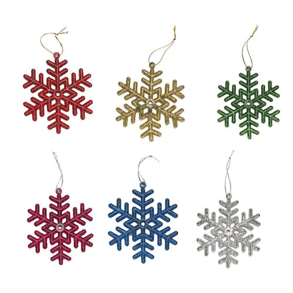 Decorations Ornaments Winter Snow 10cm Plastic Snowflake Glitter Powder Xmas