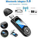 5 in1 Bluetooth 5.0 Audio Transmitter Receiver LCD Car Adapter For TV USB K1N7