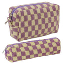 2pcs Makeup Case Knitting Makeup Bags Hit Color Toiletry Bag for Weekend Holiday