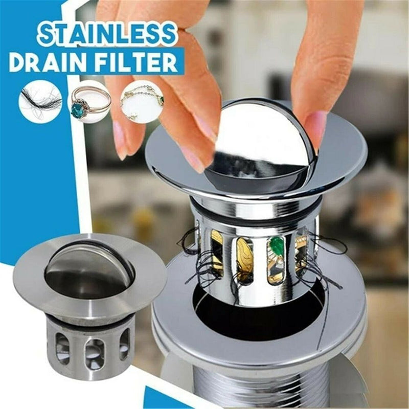 Wash Basin Bounce Drain Filter With Anti-clogging Basket Sink Drain Stopper