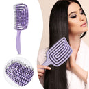 Hollow Mosquito Coil Large Curved Hair Comb Scalp Massage Brush (Purple) Newly