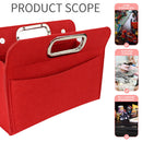 Women Felt Metal Handle Bag Solid Color Multi-pocket Cosmetic Bag (Red)