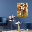 Little Boy Dog Picture Rhinestones Full Round 5D DIY Diamond Painting Handwork