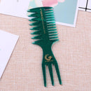 Fish Bone Shape Dyeing Combs Double Side Teeth Hair Coloring Brush (Green)