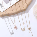 Clavicle Chain Japanese and Korean-Style Heart Titanium Steel Necklace Bow-knot