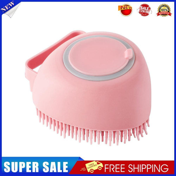 Dog Bath Brush Massage Gloves Silicone Comb Cat Shower Grooming (Pink)