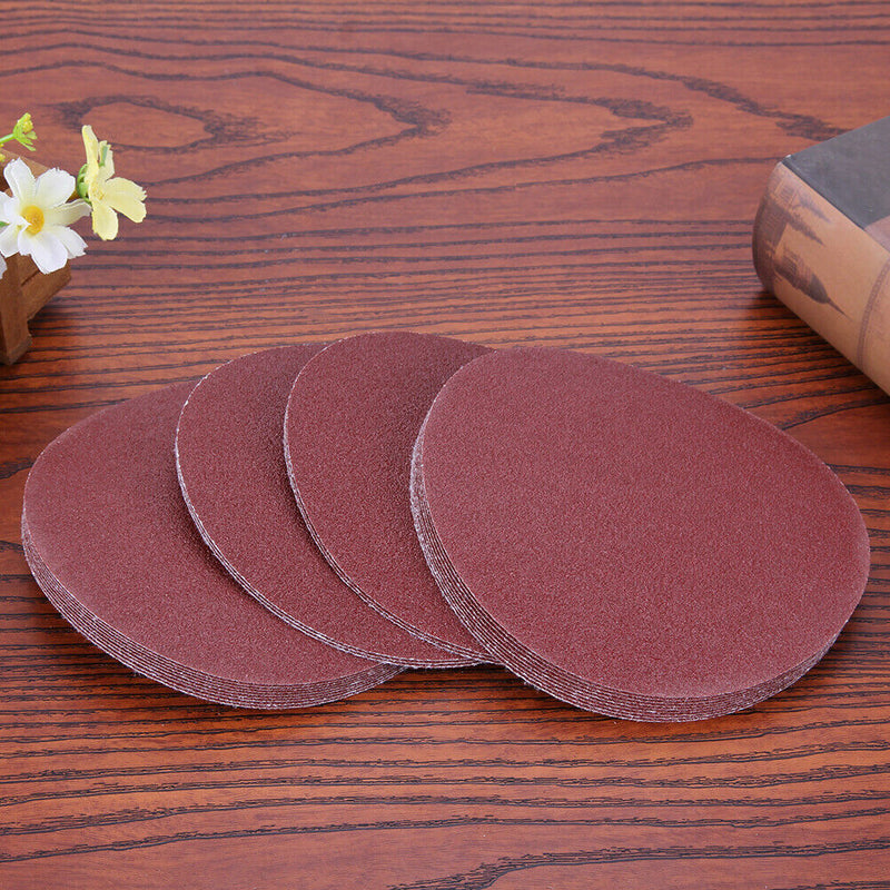 30pcs/set 125mm 80 Meshes Round Self-adhesive Sand Paper Flocking Sandpaper