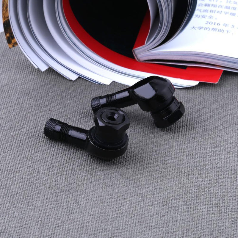 2pcs 90° CNC Aluminum Motorcycle 11.3mm Rim Tire Tyre Valve Stems(Black)