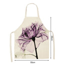 Kitchen Linen Apron Purple Flower Print Home Cooking Baking Bibs Accessories
