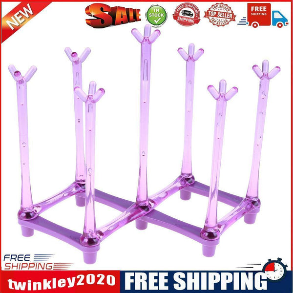Glass Cup Bottle Drying Rack Drainer Shelf Holder Kitchen Organizer(Purple)